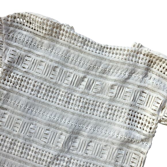 Vince Laser Cut Short Sleeve Top Size S Cream - Picture 4 of 5